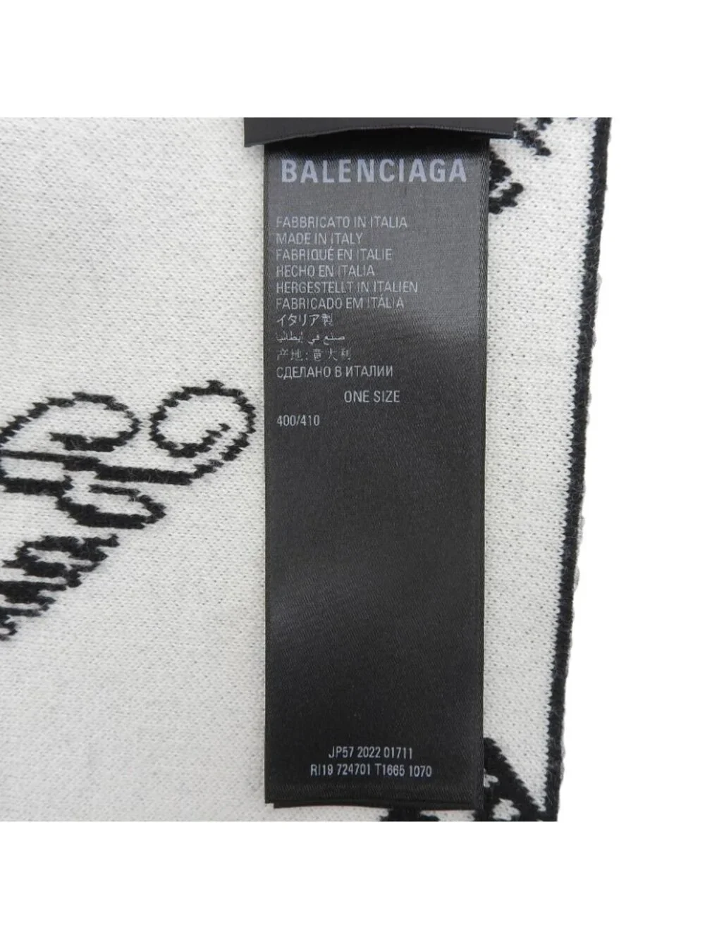 Balenciaga Logomania All Over Wool Reversible Scarf Black White